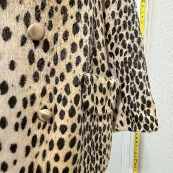 VINTAGE Faux Leopard Print Double-Breasted Women's Coat - Picture 4 of 10